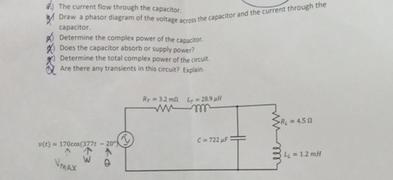 Solved d.) ﻿The current flow through the capacitor. If Draw | Chegg.com
