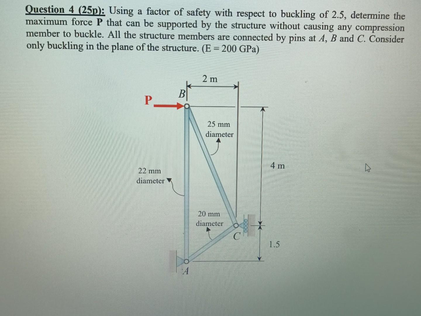Solved Question 4 (25p) Using a factor of safety with