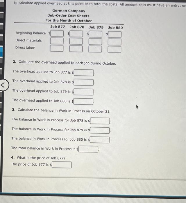Solved Applying Overhead to Jobs, Costing Jobs Gorman