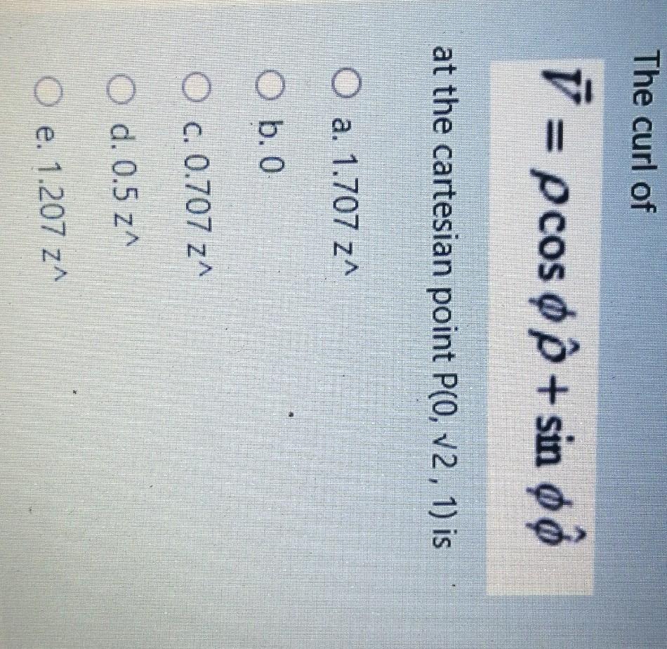 Solved The Curl Of I Pcos O P Sin O O At The Cartesia Chegg Com