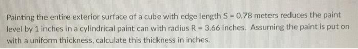 Solved Painting the entire exterior surface of a cube with | Chegg.com