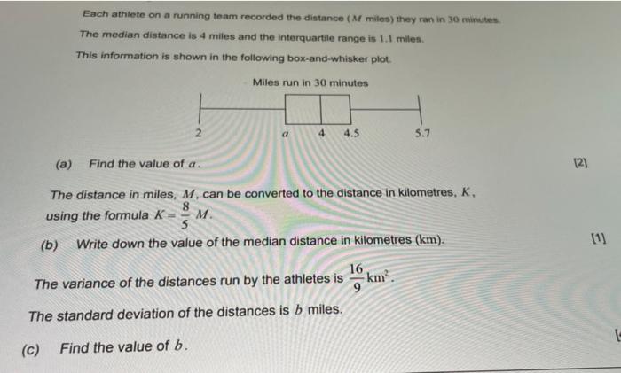 Solved Each athlete on a running team recorded the distance | Chegg.com