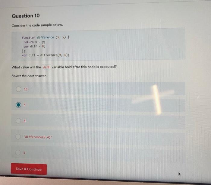 Solved Question 11 Consider the code sample below. const | Chegg.com