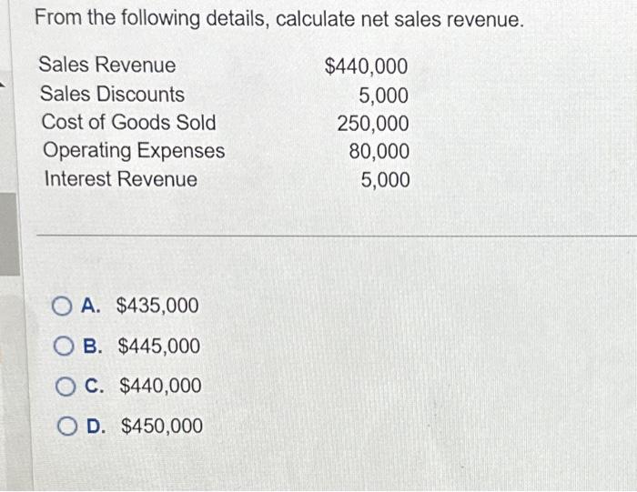 Solved From The Following Details, Calculate Net Sales | Chegg.com