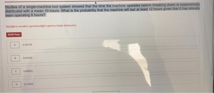 Solved Studies of a single-machine-tool system showed that | Chegg.com