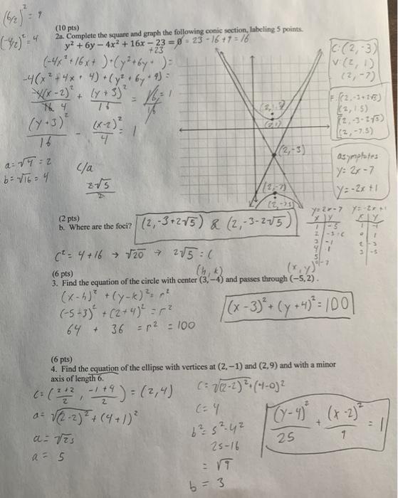 Solved On 1 A I Need To Find The Foci And I Dont Know The Chegg Com