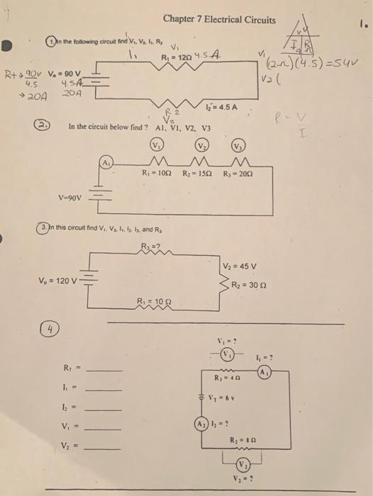 Solved Chapter 7 Electrical Circuits in the following | Chegg.com