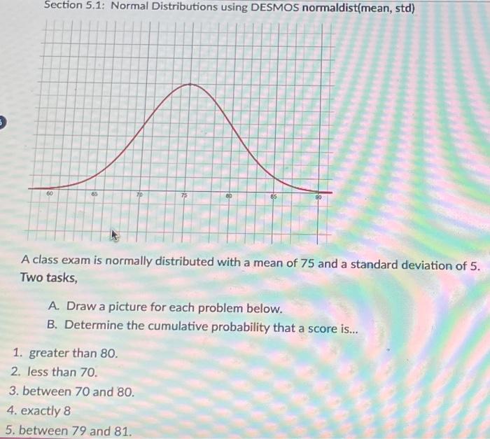 Solved Section 5.1: Normal Distributions using DESMOS | Chegg.com