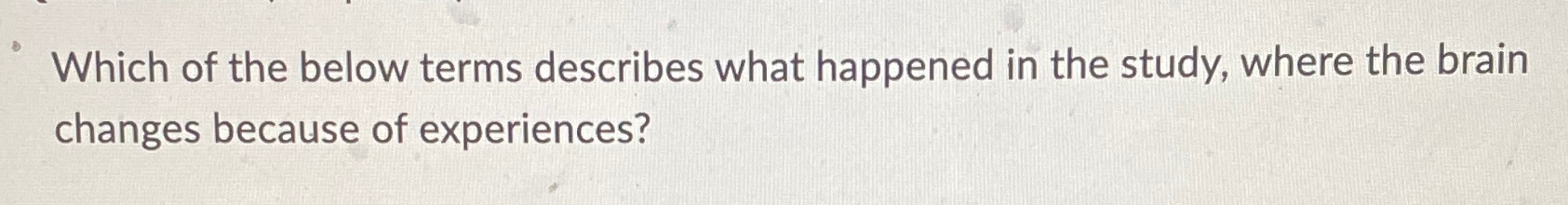Solved Which of the below terms describes what happened in | Chegg.com