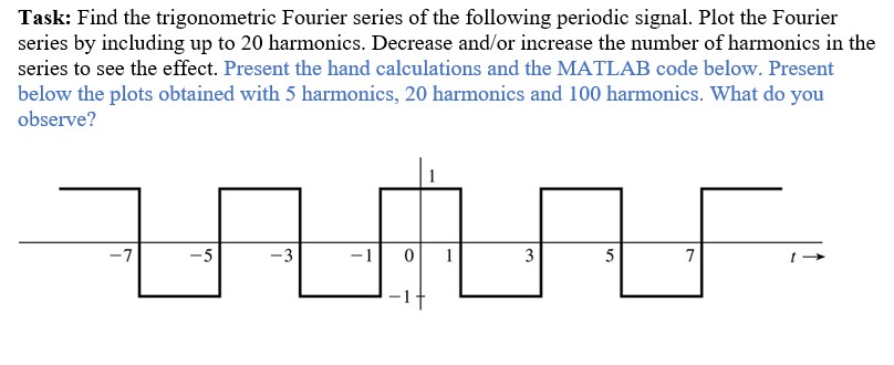 Solved by an EXPERT Task: Find the trigonometric Fourier series of the ...
