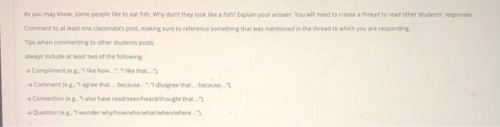 As you may know, some people like to eat fish.Why | Chegg.com