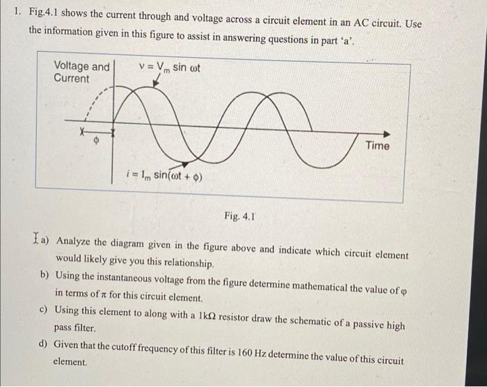 Solved 1. Fig.4.1 shows the current through and voltage | Chegg.com