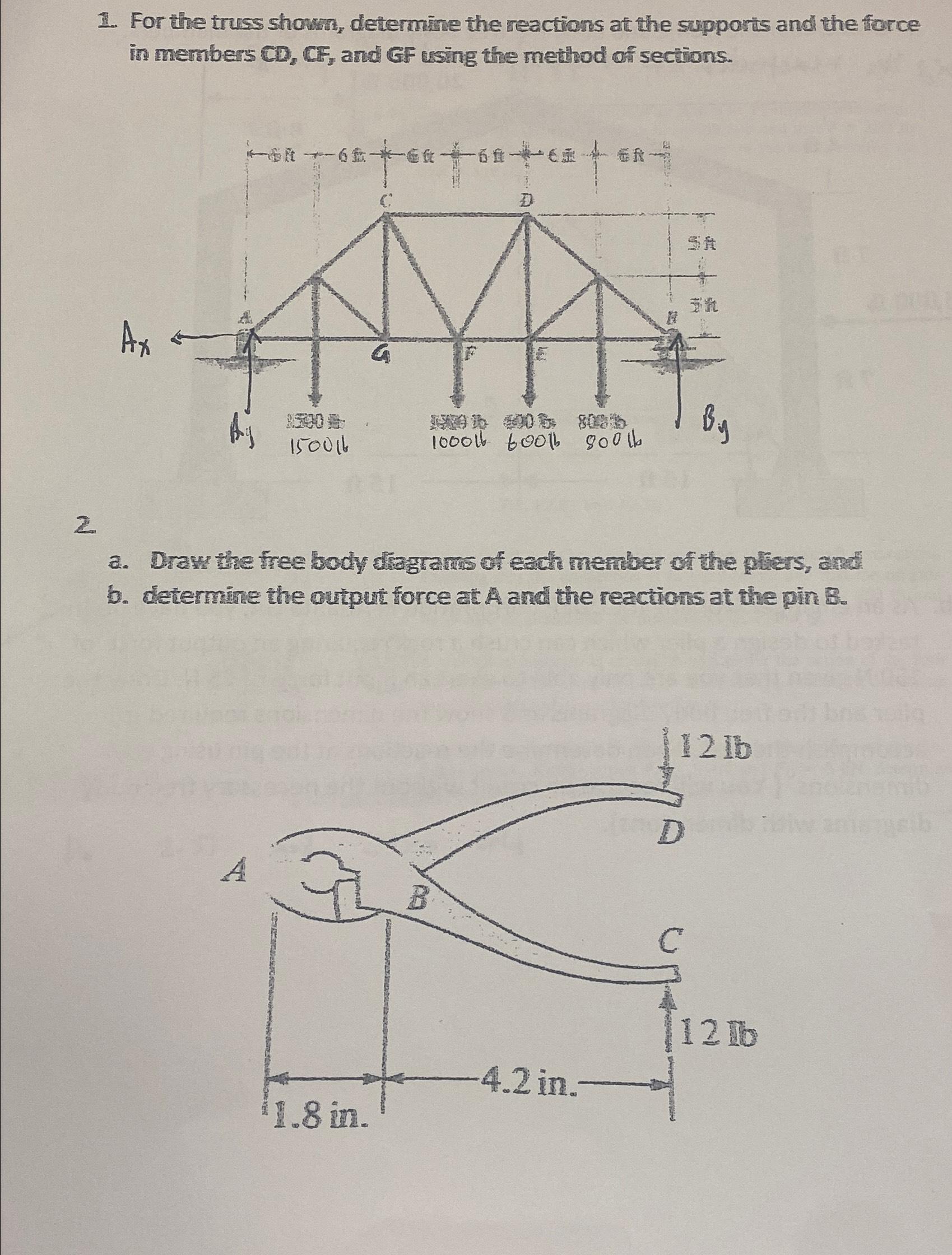 Solved For the truss shown, determine the reactions at the | Chegg.com