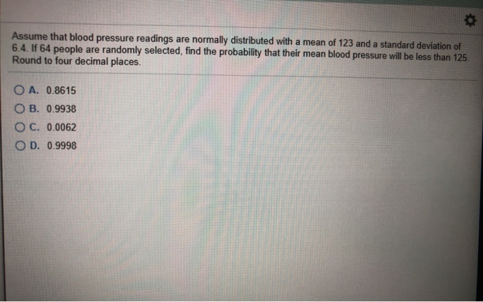 Solved Assume that blood pressure readings are normally | Chegg.com