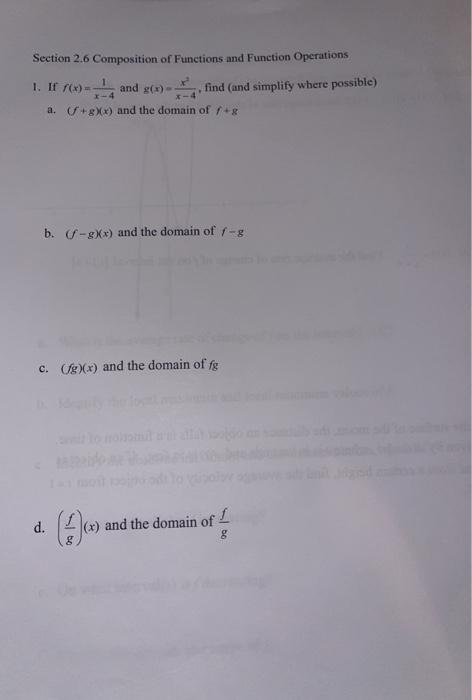 Solved Section 2.6 Composition of Functions and Function | Chegg.com