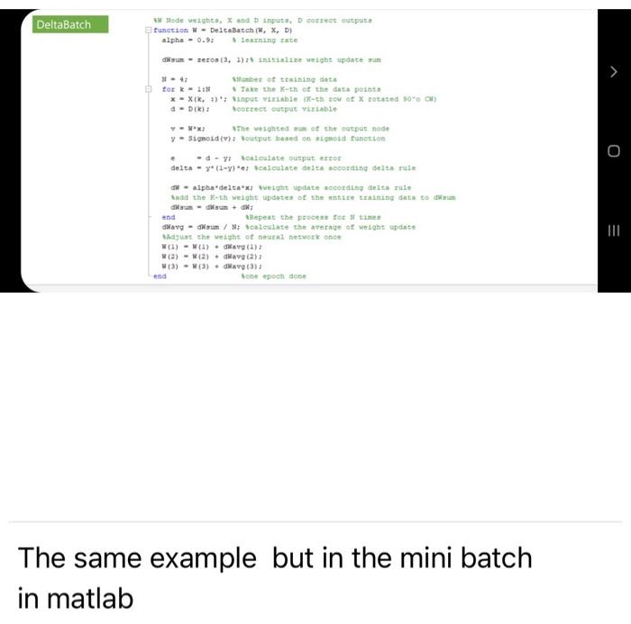 Delta Batch sode weight. X and inputs, Correct | Chegg.com