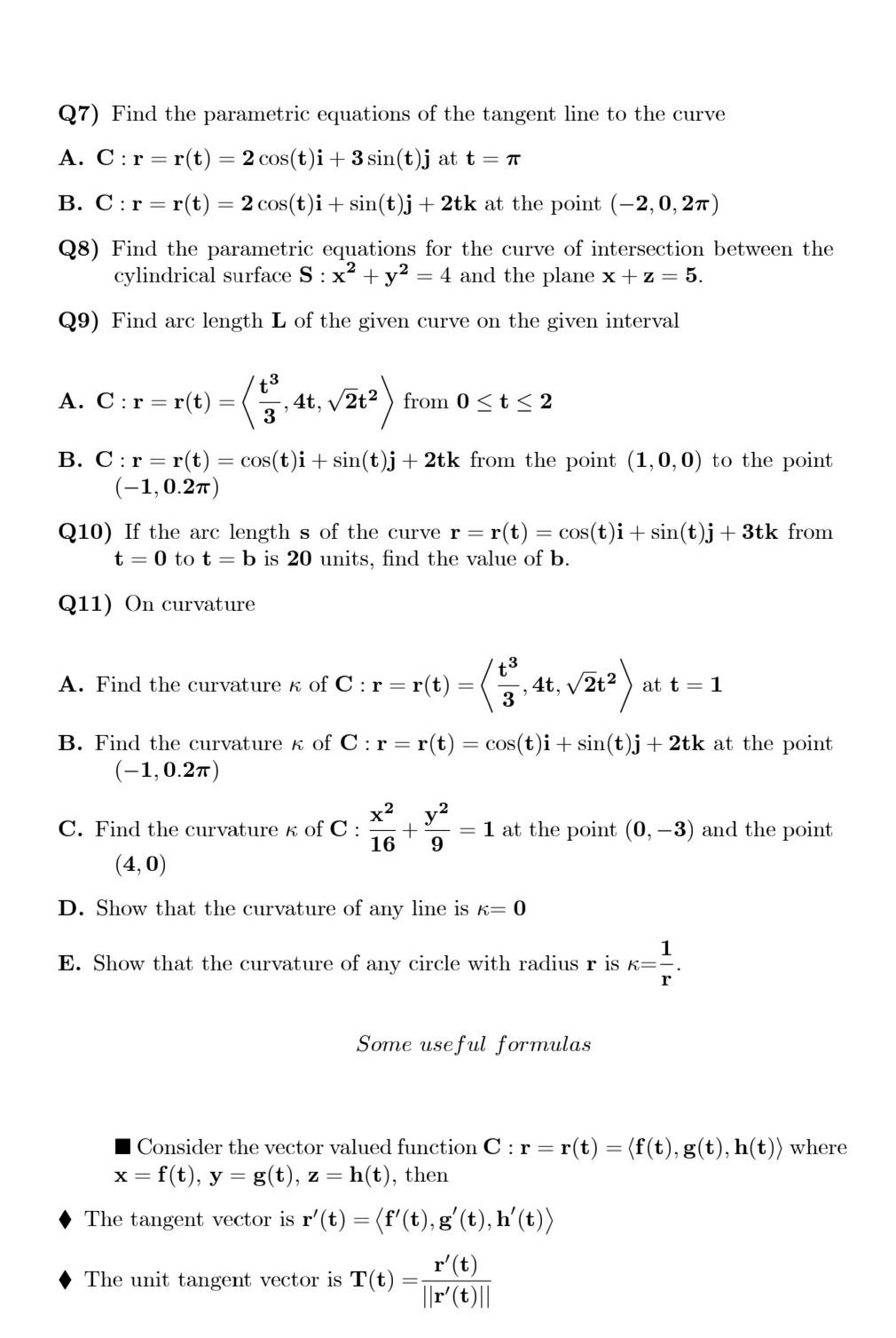 Solved Q7 Find The Parametric Equations Of The Tangent L Chegg Com