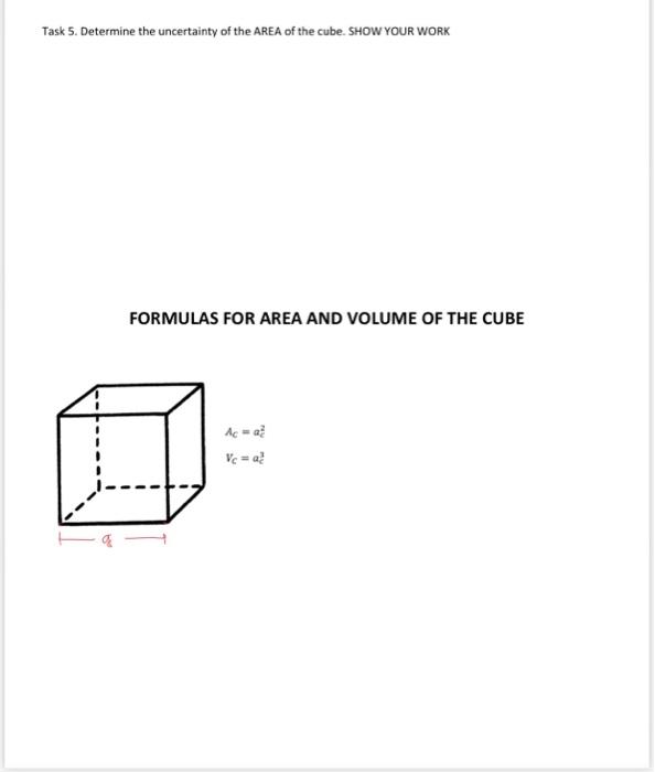 Solved Task 5. Determine the uncertainty of the AREA of the | Chegg.com