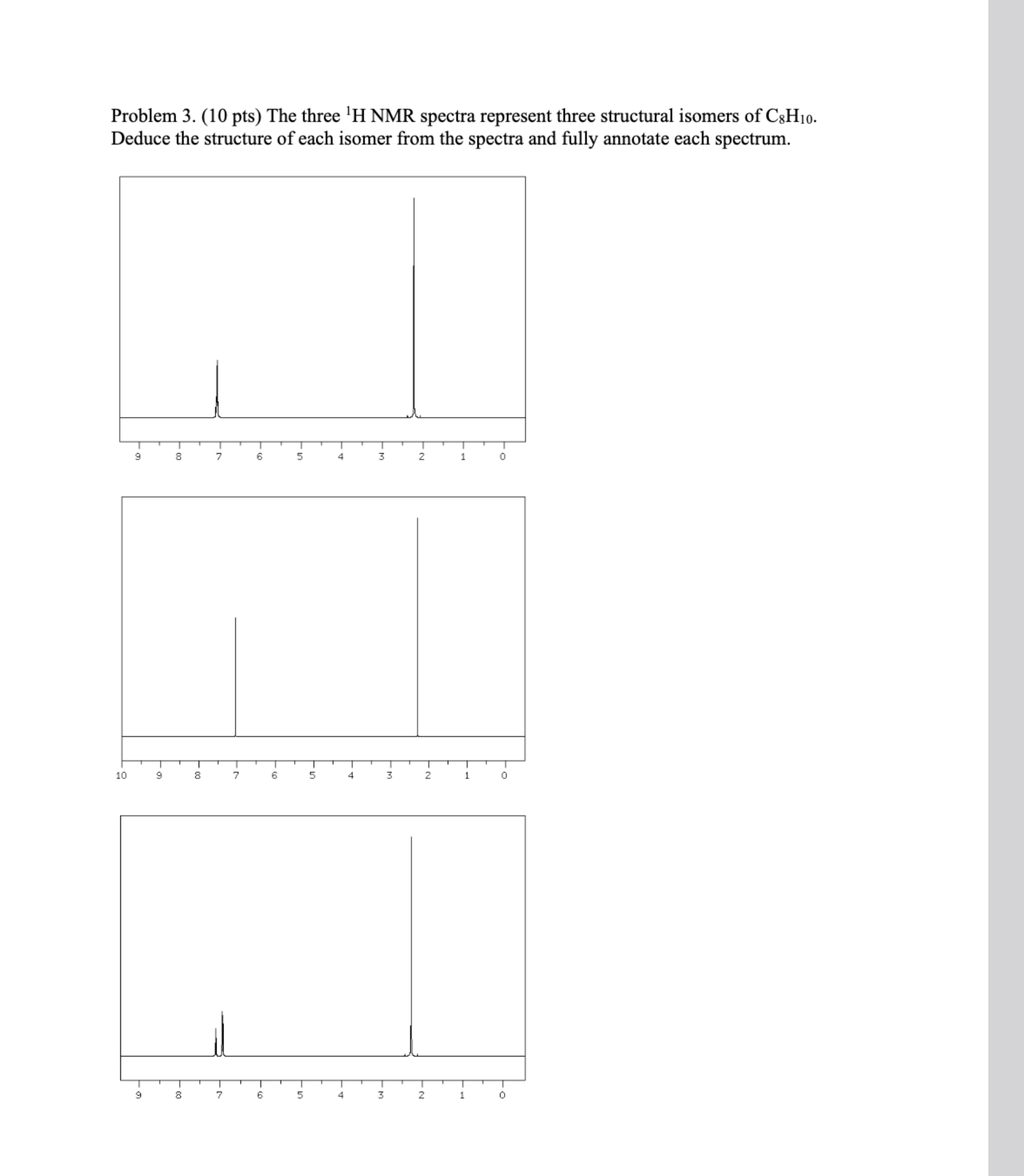 Solved Problem 3 10 ﻿pts ﻿the Three 1h ﻿nmr Spectra 3661