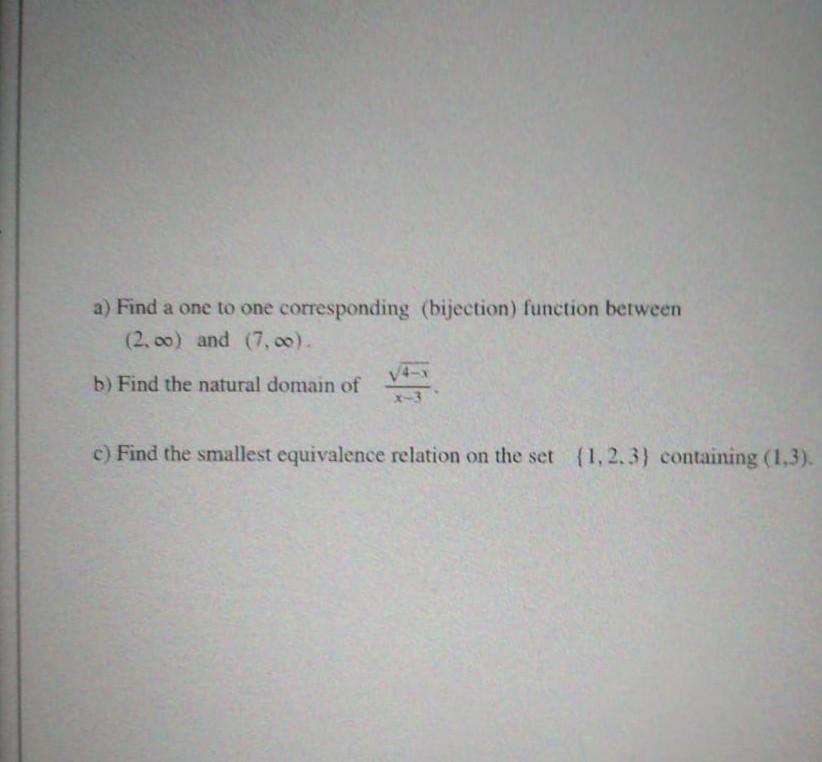 Solved a) Find a one to one corresponding (bijection) | Chegg.com
