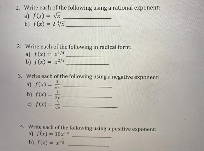 Solved 1. Write each of the following using a rational | Chegg.com