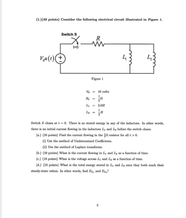 Solved (1.) (40 points) Consider the following electrical | Chegg.com