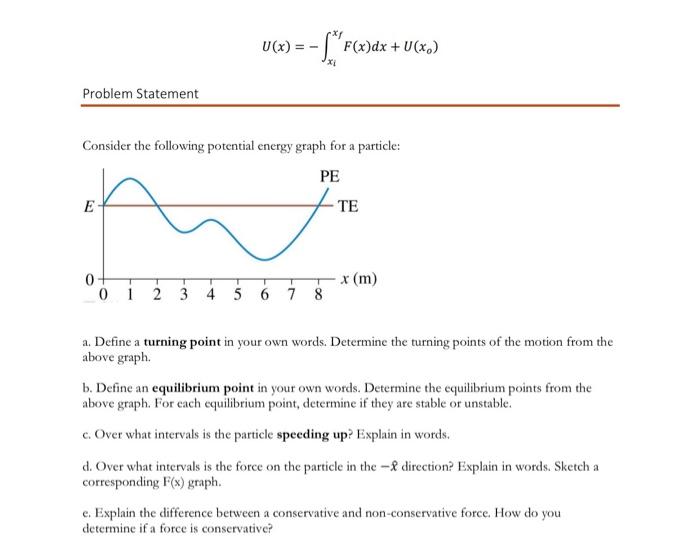 Solved If you are given a potential energy function you can | Chegg.com
