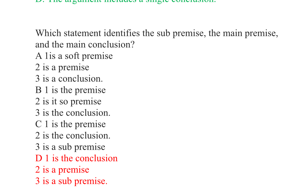 Solved Which statement identifies the sub premise, the main | Chegg.com
