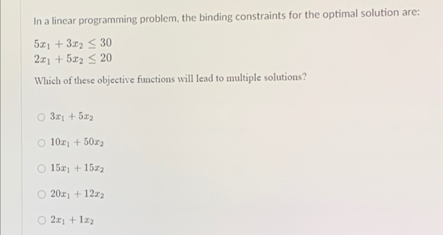 Solved In a linear programming problem, the binding | Chegg.com