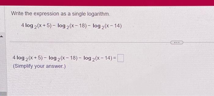 Solved Write the expression as a single logarithm. | Chegg.com