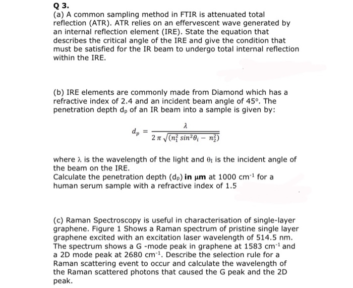 Q3 A A Common Sampling Method In Ftir Is Attenu Chegg Com