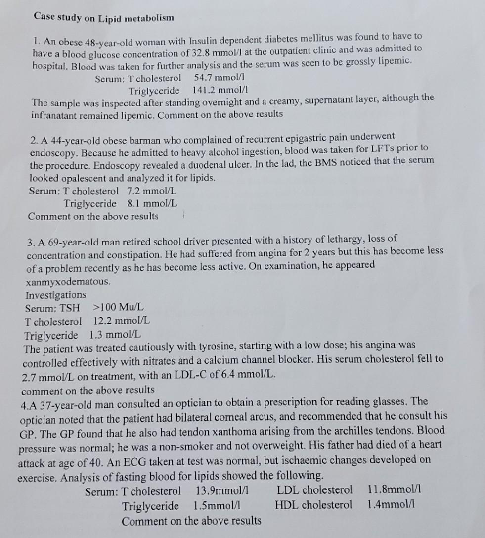 a case study on lipid metabolism