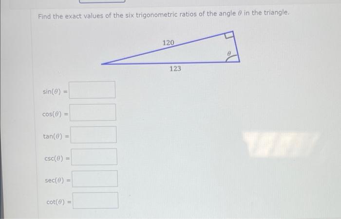 Solved Find The Exact Values Of The Six Trigonometric Ratios 6226