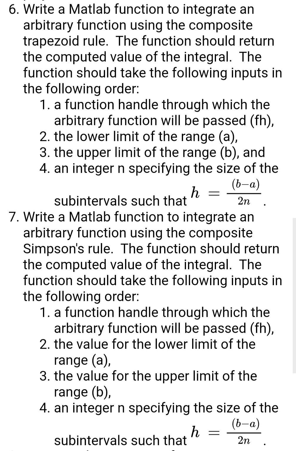 Solved write in MATLAB format please. these are the same | Chegg.com