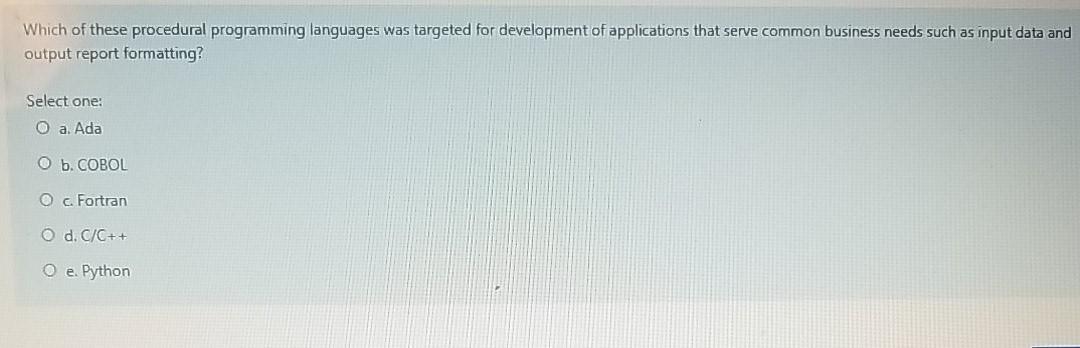 Solved Which of these procedural programming languages was | Chegg.com