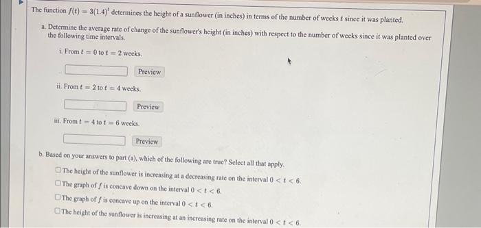 Solved The function f(t)=3(1.4)t determines the height of a | Chegg.com