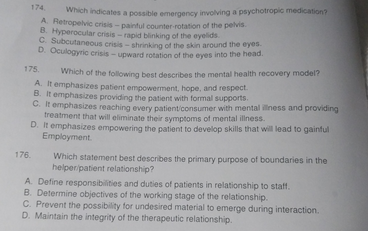 Solved Which indicates a possible emergency involving a | Chegg.com