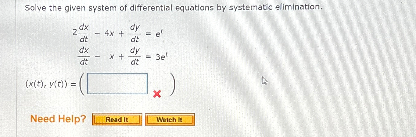 Solved Solve the given system of differential equations by | Chegg.com