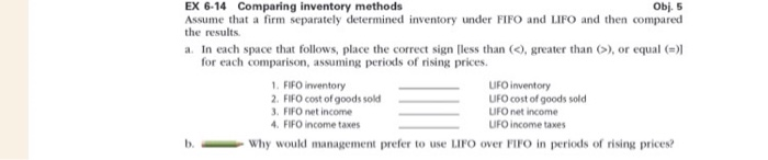 Solved EX 6-14 Comparing inventory methods Obj. 5 Assume | Chegg.com