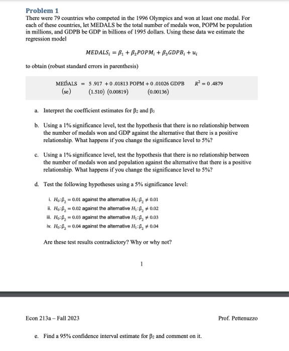 Solved PLEASE HELP WITH THE ANSWERS FOR THIS ECONOMETRICS | Chegg.com