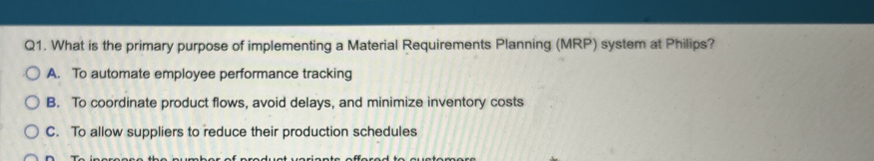 Solved Q What Is The Primary Purpose Of Implementing A Chegg Com