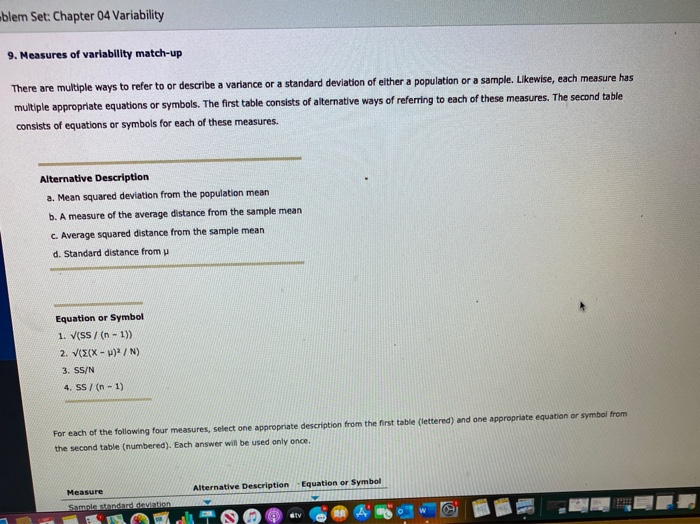 Solved Mblem Set: Chapter 04 Variability 9. Measures Of | Chegg.com