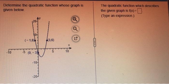 Solved Determine the quadratic function whose graph is given | Chegg.com
