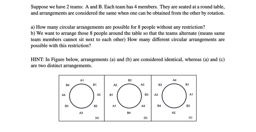 Solved Suppose We Have 2 Teams: A And B. Each Team Has 4 | Chegg.com