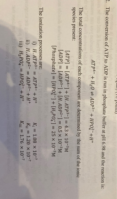 U Puits) 2. The conversion of ATP to ADP is run in | Chegg.com