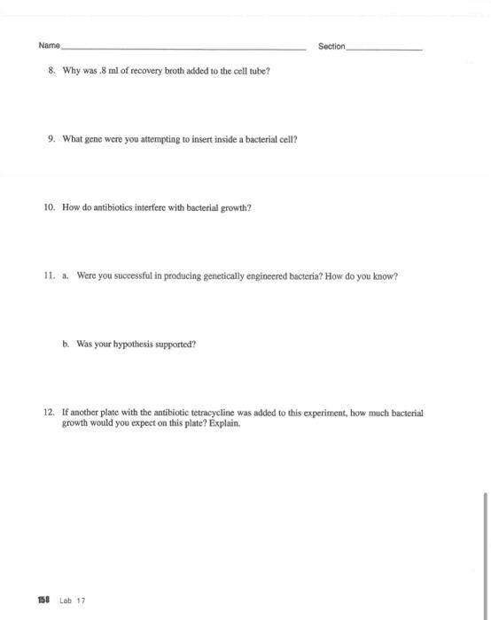 1. Print off a copy of LAB-17 Genetic Engineering. If | Chegg.com
