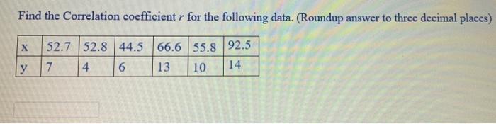 Solved Find the Correlation coefficient r for the following | Chegg.com