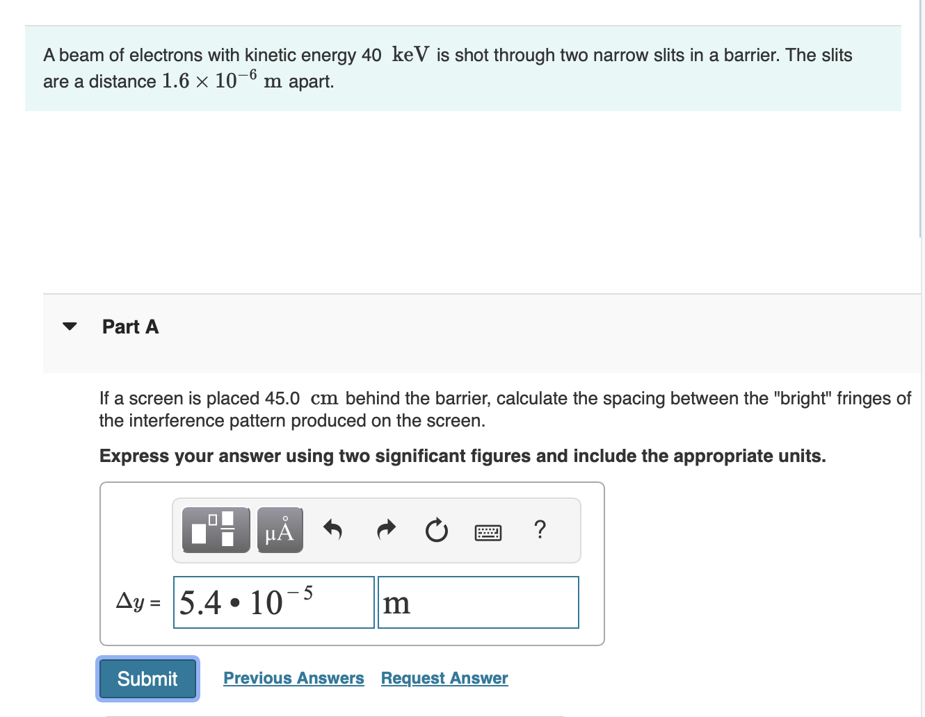 Solved A beam of electrons with kinetic energy 40 ﻿keV is | Chegg.com