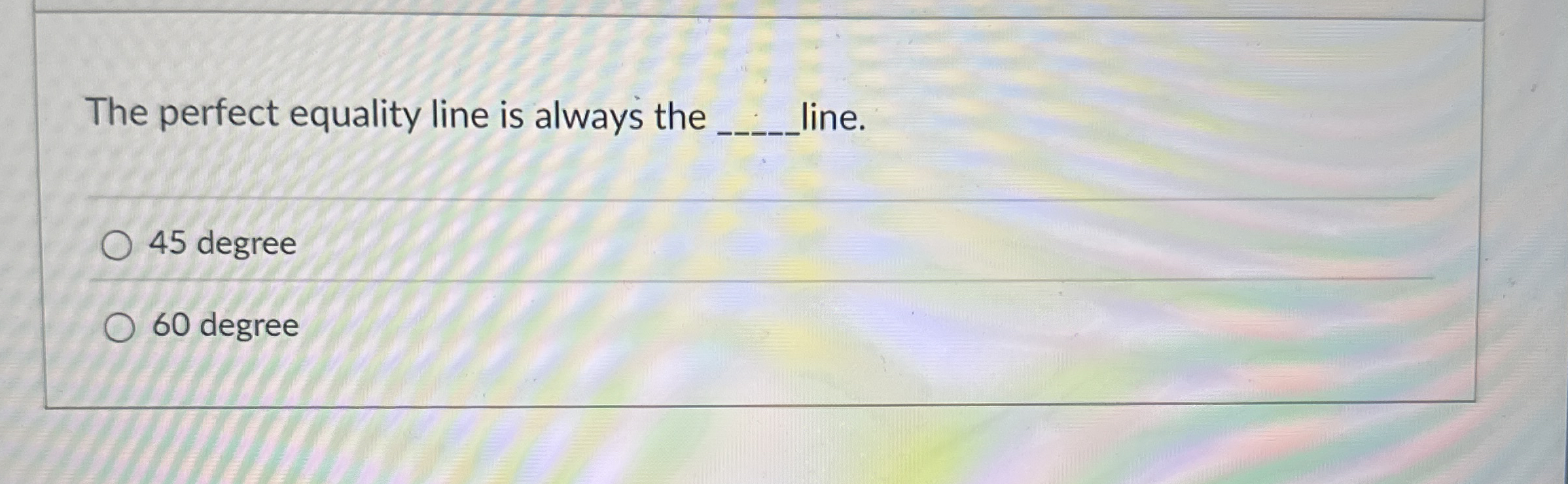 Solved The perfect equality line is always the q, ﻿line.45 | Chegg.com