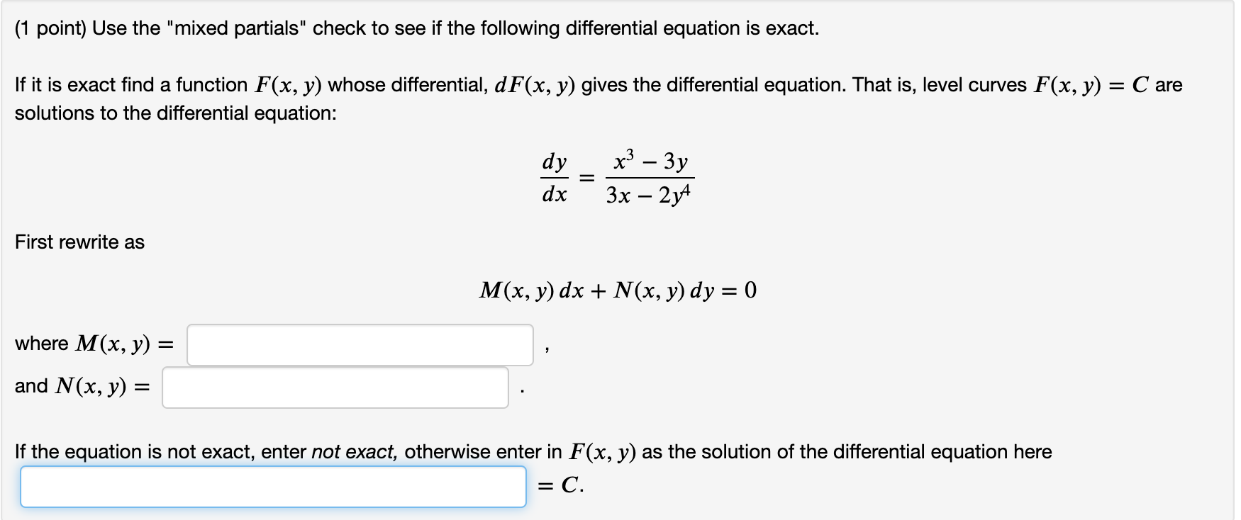 Solved (1 ﻿point) ﻿Use the 